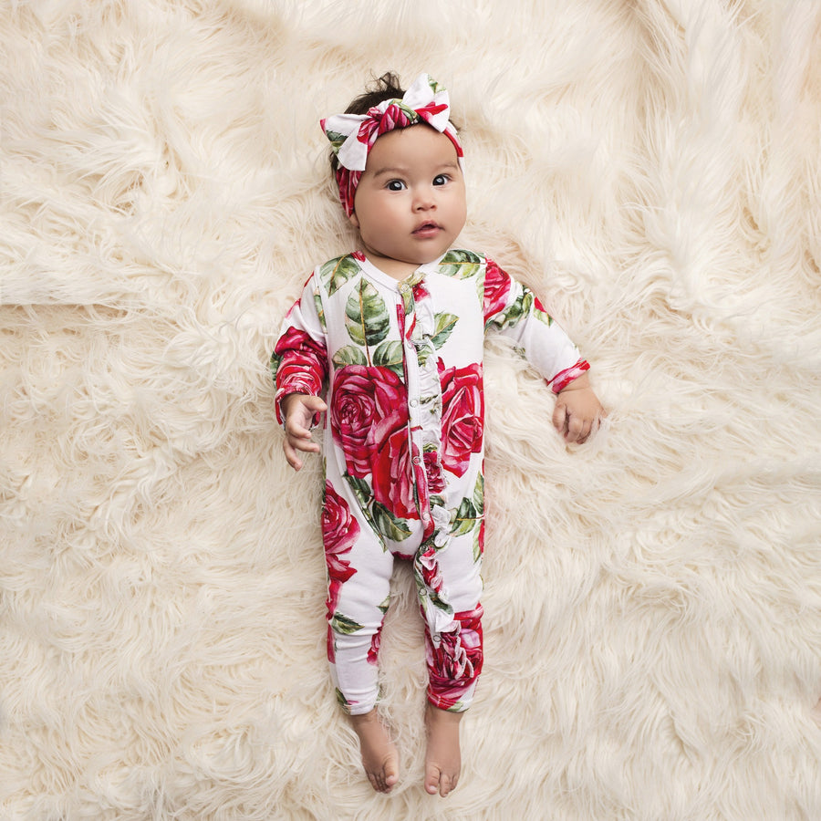 Posh Peanut Bamboo Romper - Dolce Red Rose
