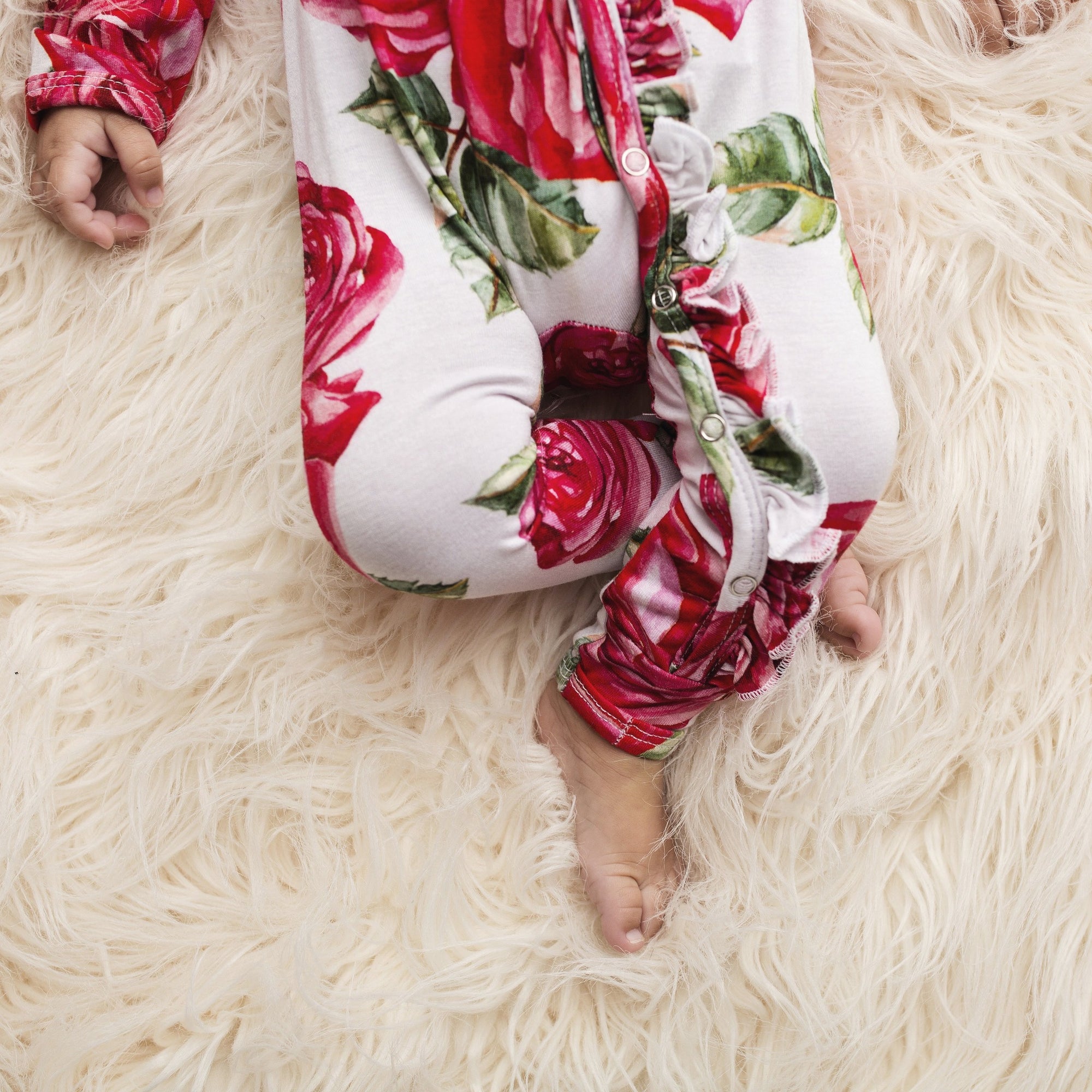 Posh Peanut Bamboo Romper - Dolce Red Rose