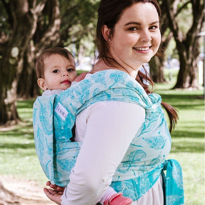 Fidella Fly Tai - MeiTai babycarrier Feather Rain - scuba blue (Baby +) - Meh Dai - Fidella - Afterpay - Zippay Carry Them Close