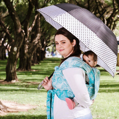Fidella Fly Tai - MeiTai babycarrier Feather Rain - scuba blue (Toddler) - Meh Dai - Fidella - Afterpay - Zippay Carry Them Close