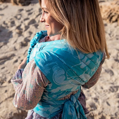 Fidella Fly Tai - MeiTai babycarrier Limited Edition- Sirens -blue linen (Baby Size from Birth) - Meh Dai - Fidella - Afterpay - Zippay Carry Them Close