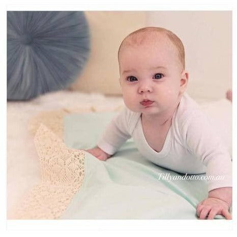 Tilly and Otto - Amelie lace swaddle in Mint - Swaddle - Tilly and Otto - Afterpay - Zippay Carry Them Close