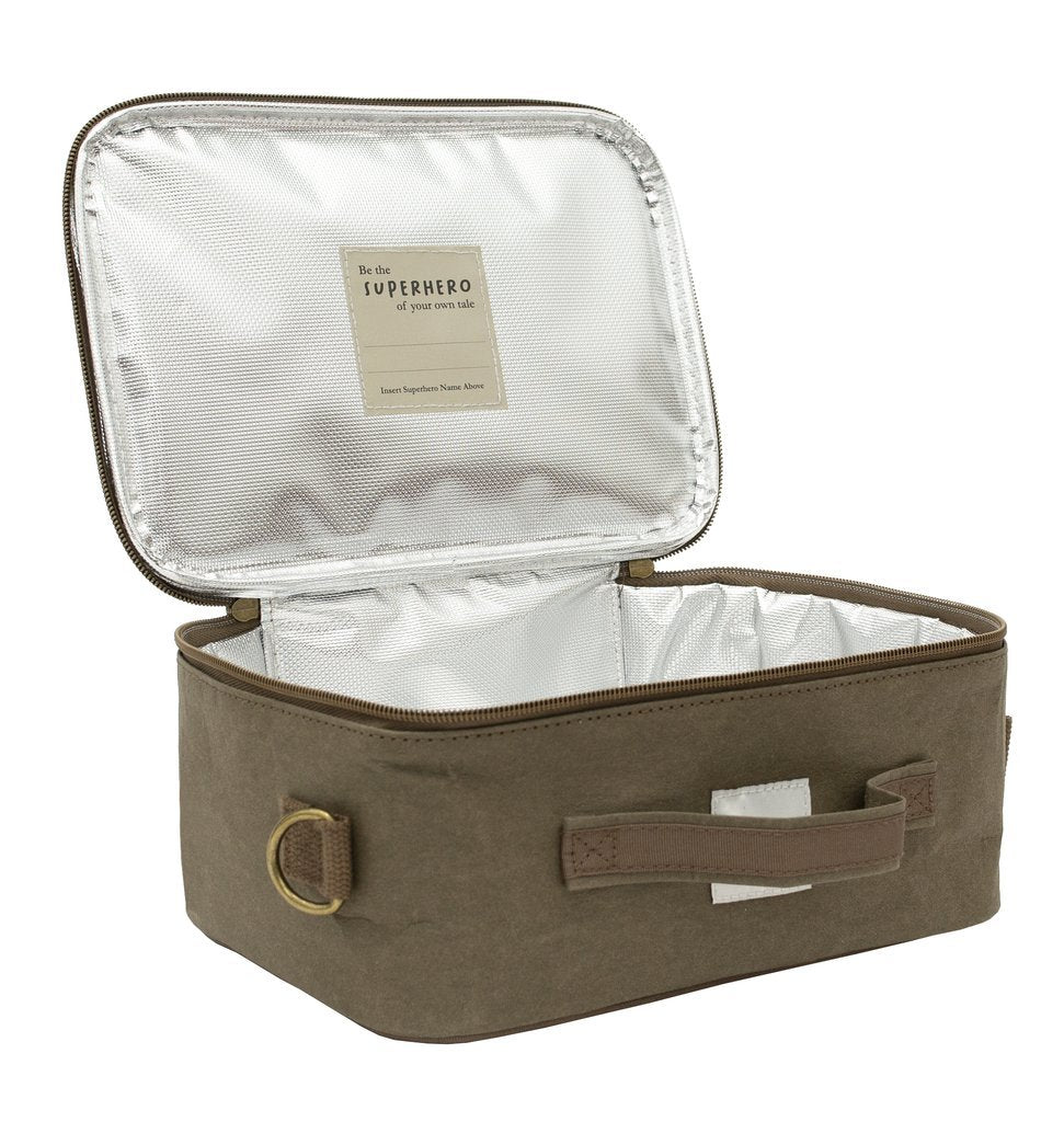 SoYoung - Insulated Lunch bag - Linen Olive Paper Chevron