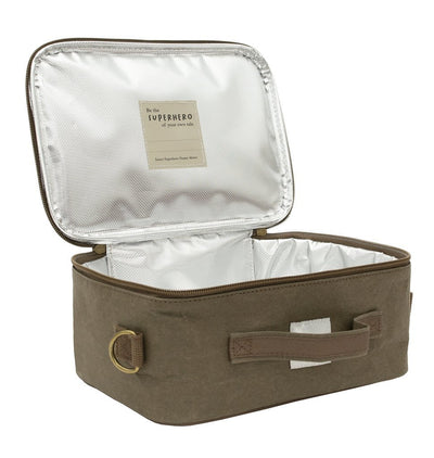 SoYoung - Insulated Lunch bag - Linen Olive Paper Chevron