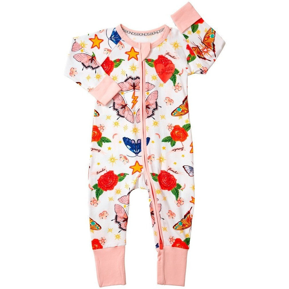 Bonds - Zip Wondersuit - BORN TO BE WILD (Pink Trim)