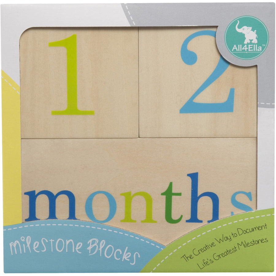 All4Ella Milestone Blocks - Boy (wood) - Gift - All4Ella - Afterpay - Zippay Carry Them Close