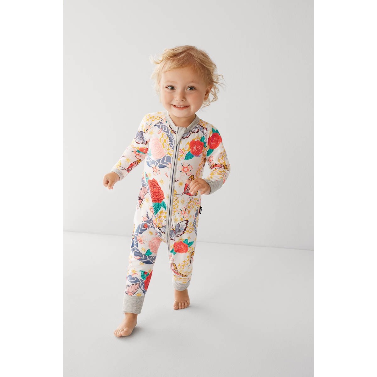 Bonds - Zip Wondersuit - ABBYS ROSE GARDEN (grey Trim)