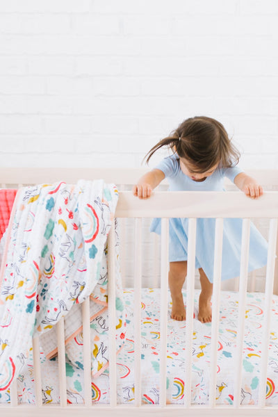 Clementine Kids - Muslin Cot Sheet - Unicorn Land