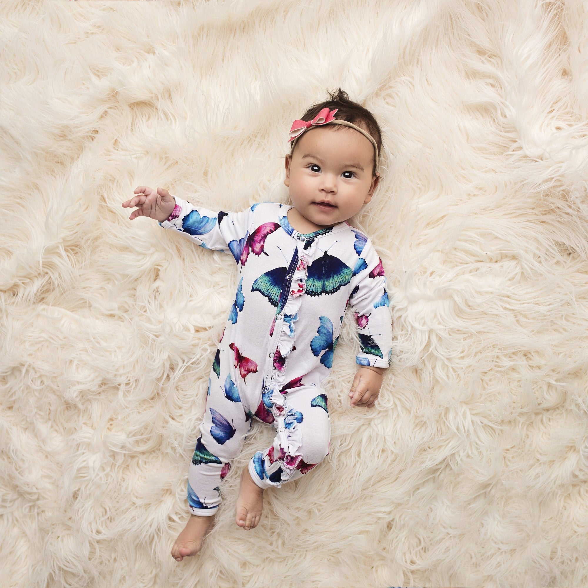 Posh Peanut Bamboo Romper - Butterflies