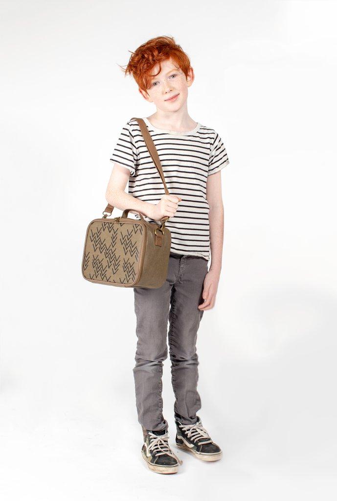 SoYoung - Insulated Lunch bag - Linen Olive Paper Chevron