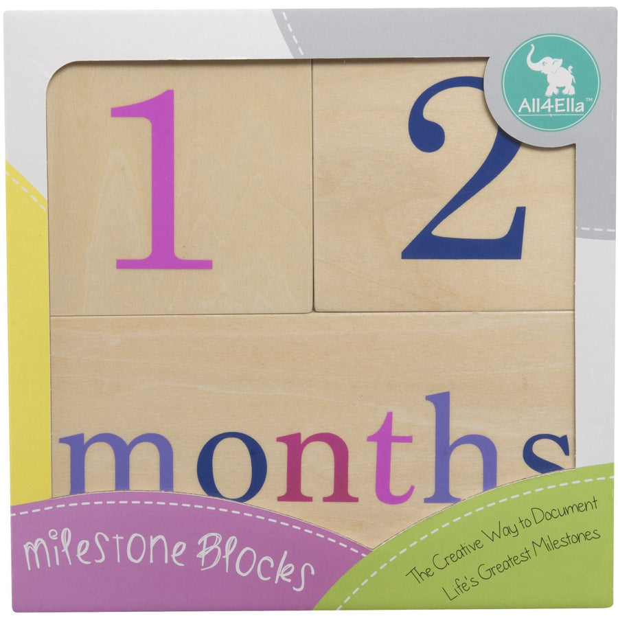 All4Ella Milestone Blocks - Girl (wood) - Gift - All4Ella - Afterpay - Zippay Carry Them Close