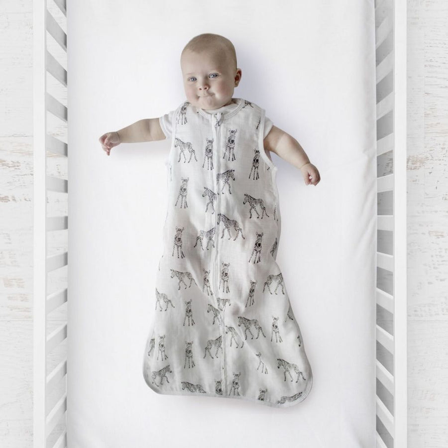 Plum - Muslin Sleeping Bag - Zebra (0.5 TOG)