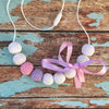 Crochet Bead Nursing Necklace - White/Lavender/Pink - Teething Necklace - Nature Bubz - Afterpay - Zippay Carry Them Close