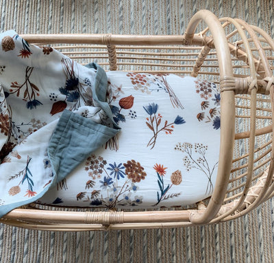 Pop Ya Tot - Cotton Muslin Cot Sheet - A Little Posy