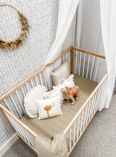Pop Ya Tot - Cotton Muslin Cot Sheet - Sand Dune