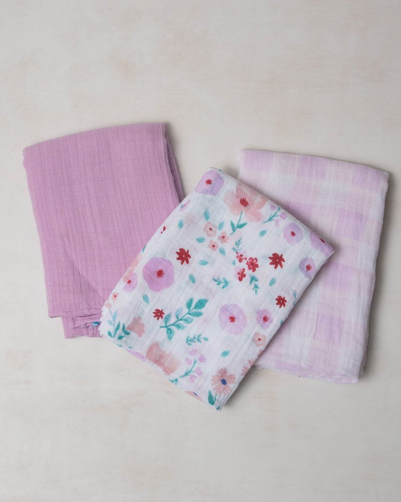 Little Unicorn - Cotton Muslin Baby Swaddle (Set 3) - Morning Glory