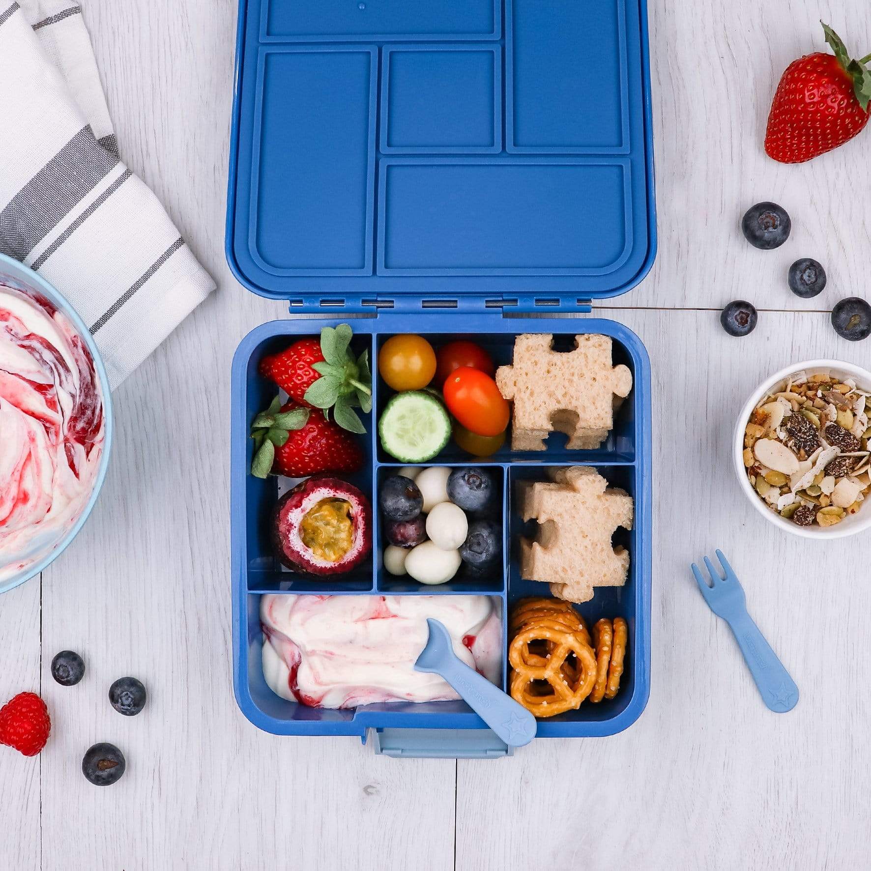 Lunch Punch Fork and Spoon Set - Blue