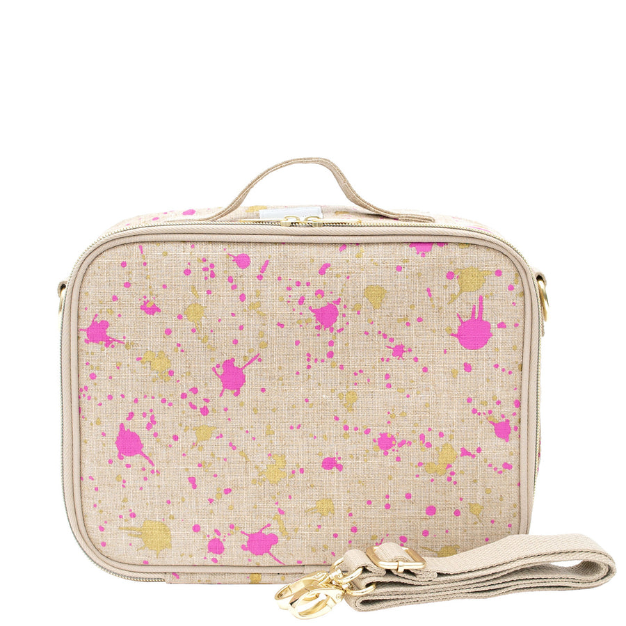 SoYoung - Insulated Lunch bag - Linen Fuchsia Gold Splatter