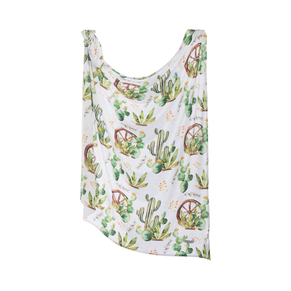 Posh Peanut - Bamboo Baby Swaddle Set - Cactus & Wooden Wheel