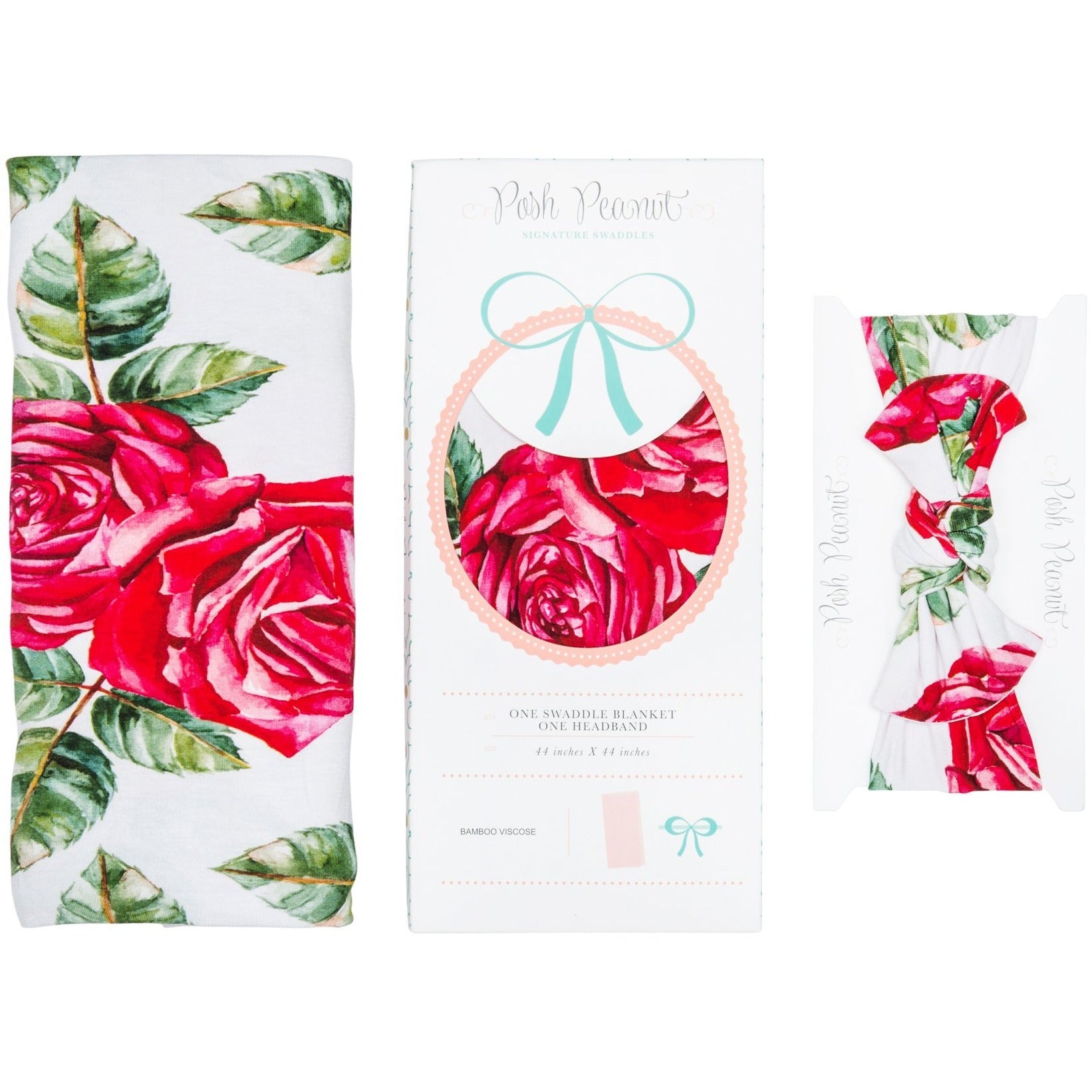 Bamboo Baby Swaddle Set - Dolce Red Rose - Swaddle - Posh Peanut - Afterpay - Zippay Carry Them Close