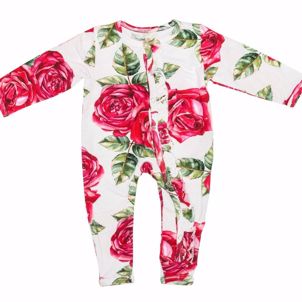 Posh Peanut Bamboo Romper - Dolce Red Rose