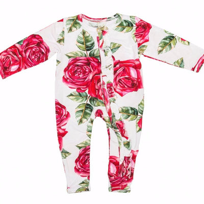 Posh Peanut Bamboo Romper - Dolce Red Rose
