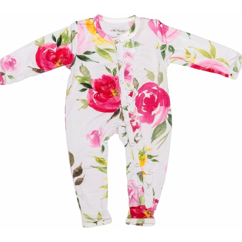 Posh Peanut Bamboo Romper - Watercolour Bloom