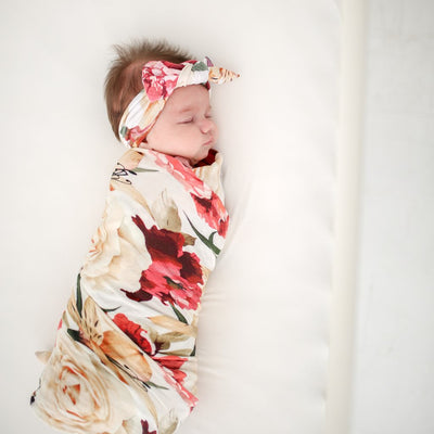 Posh Peanut - Muslin Bamboo Baby Swaddle Wrap - Autumn Floral