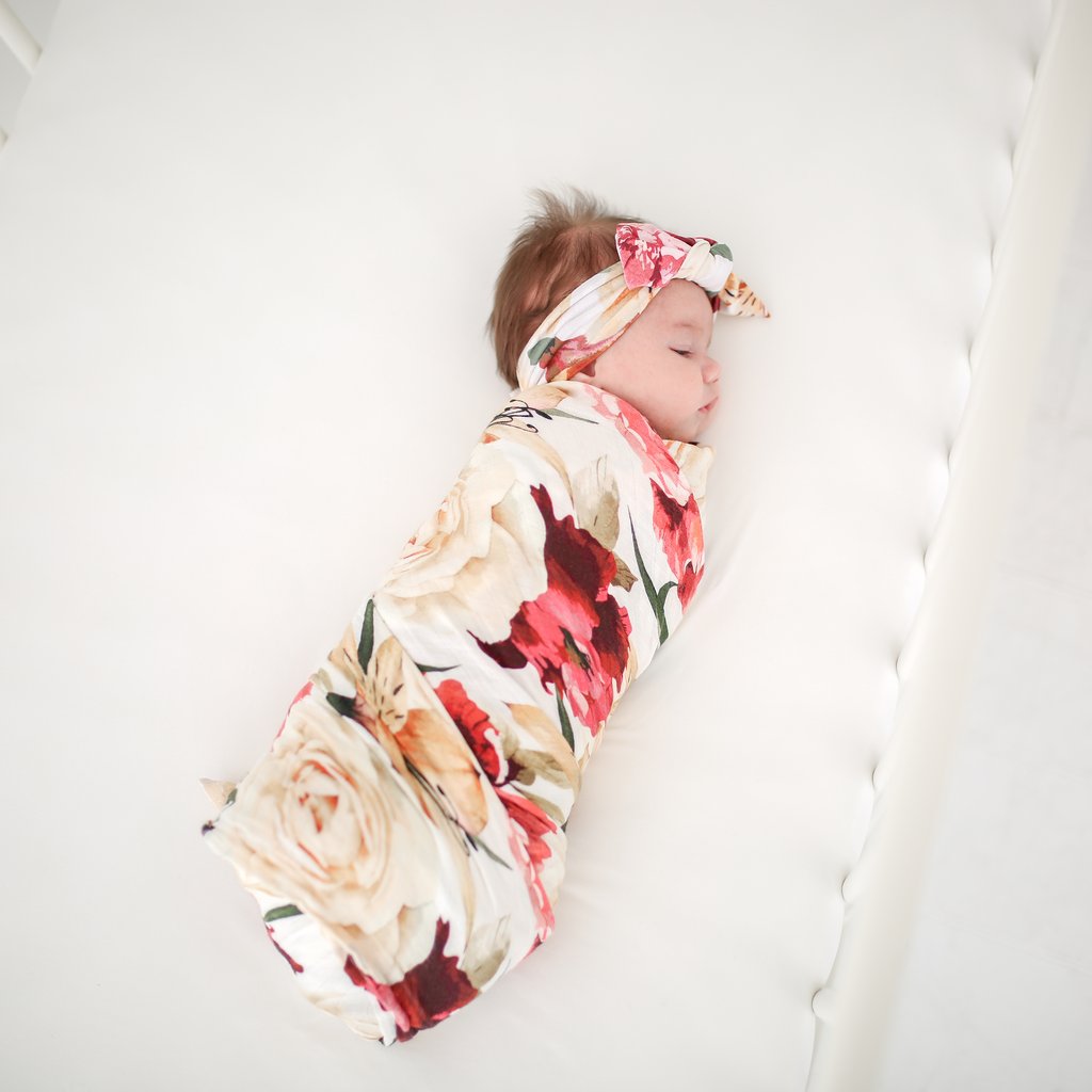 Posh Peanut - Muslin Bamboo Baby Swaddle Wrap - Autumn Floral