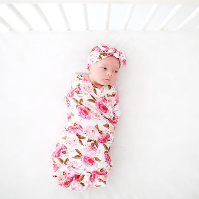Posh Peanut - Bamboo Baby Swaddle Set - Pink Rose