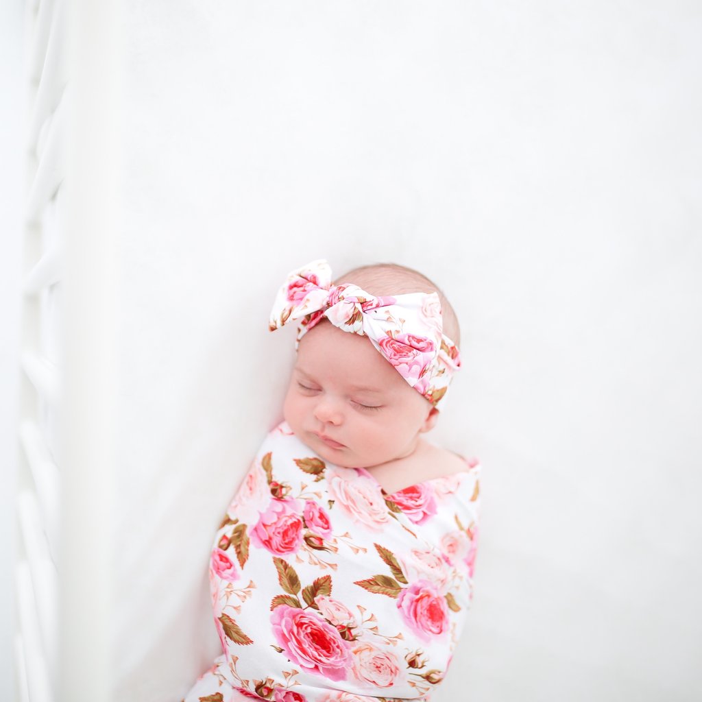 Posh Peanut - Bamboo Baby Swaddle Set - Pink Rose