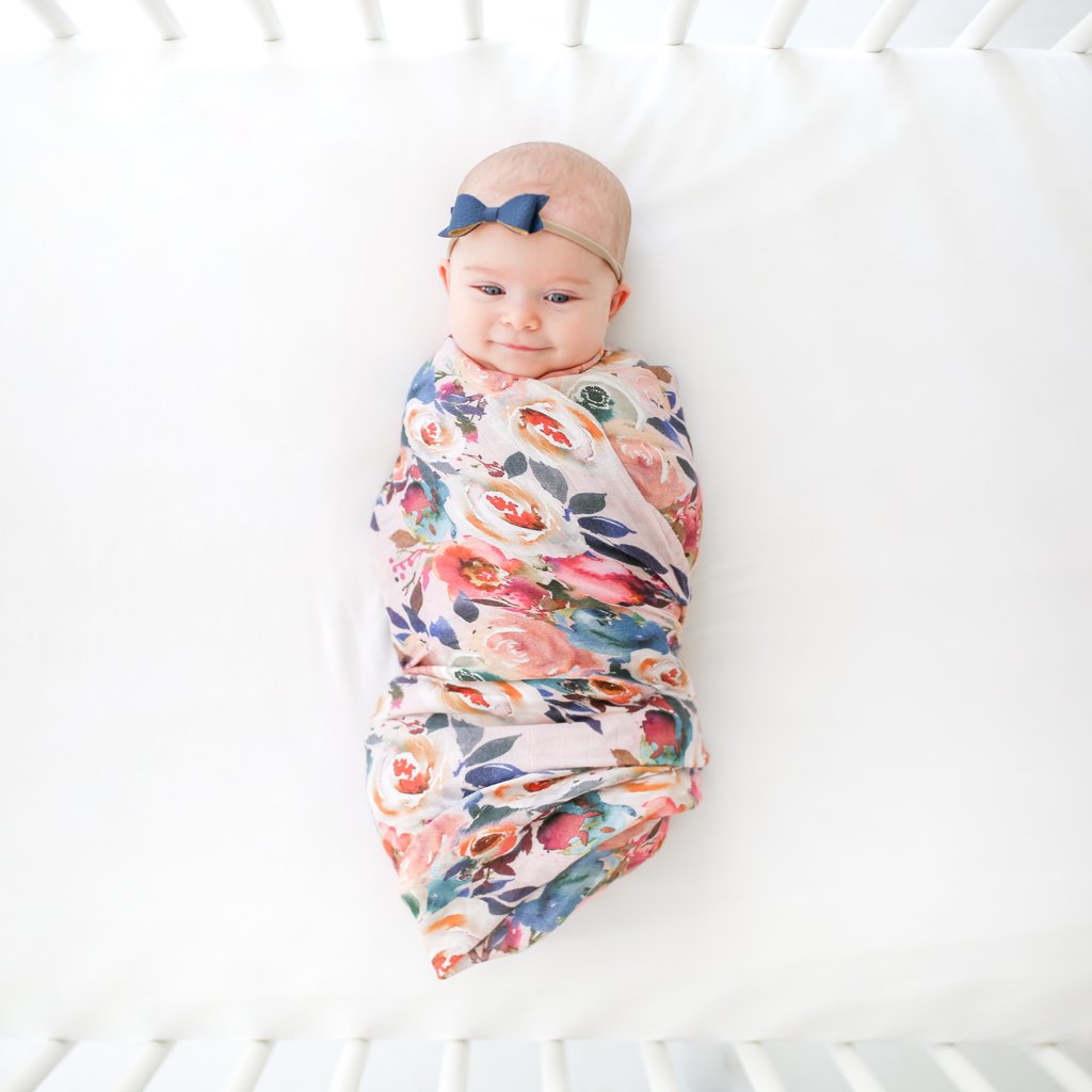Posh Peanut - Muslin Bamboo Baby Swaddle Wrap - Dusk Rose