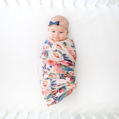 Posh Peanut - Muslin Bamboo Baby Swaddle Wrap - Dusk Rose