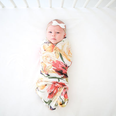 Posh Peanut - Muslin Bamboo Baby Swaddle Wrap - Autumn Floral