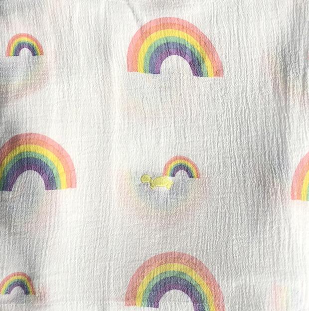 Little Turtle Baby - Stretch Muslin Swaddle - Rainbows