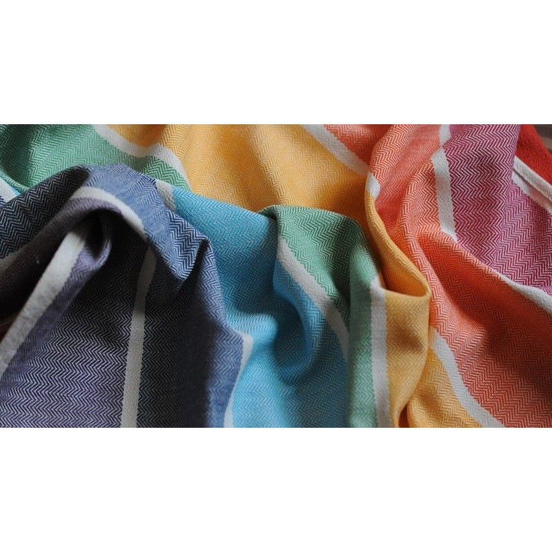 Girasol Hand Woven Wrap - Rainbow Herringbone, , Woven Wrap, Girasol, Carry Them Close - 1