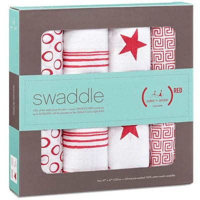 Aden and Anais - Classic Swaddles - RED (4 Pack) - swaddle - Aden and Anais - Afterpay - Zippay Carry Them Close