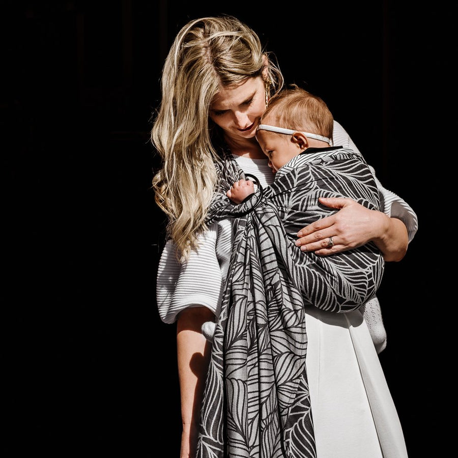 Fidella Ring Sling - Dancing Leaves - Black & White