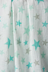 The Little Linen Company - Cotton Muslin Baby Swaddle (3Pk) - Teal Star