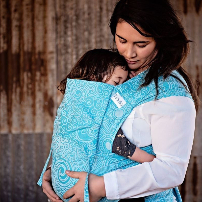 Fidella Fly Tai - MeiTai babycarrier Limited Edition - Masala Scuba Blue (Toddler Size) - Meh Dai - Fidella - Afterpay - Zippay Carry Them Close