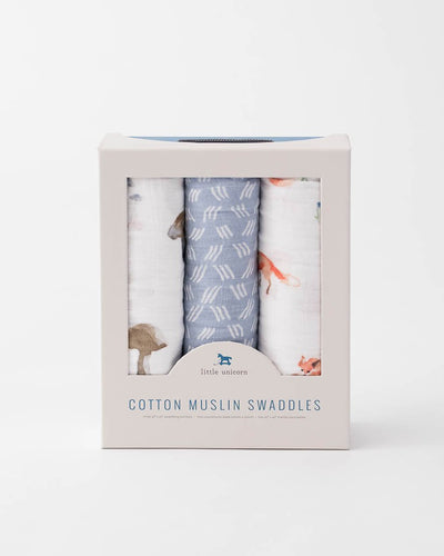 Little Unicorn - Cotton Muslin Baby Swaddle (Set 3) - Fox
