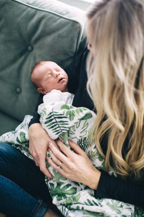 Little Unicorn - Cotton Muslin Baby Swaddle - Tropical Leaf