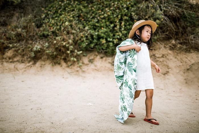 Little Unicorn - Cotton Muslin Baby Swaddle - Tropical Leaf