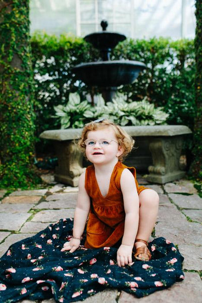 Little Unicorn - Cotton Muslin Baby Swaddle - Midnight Rose