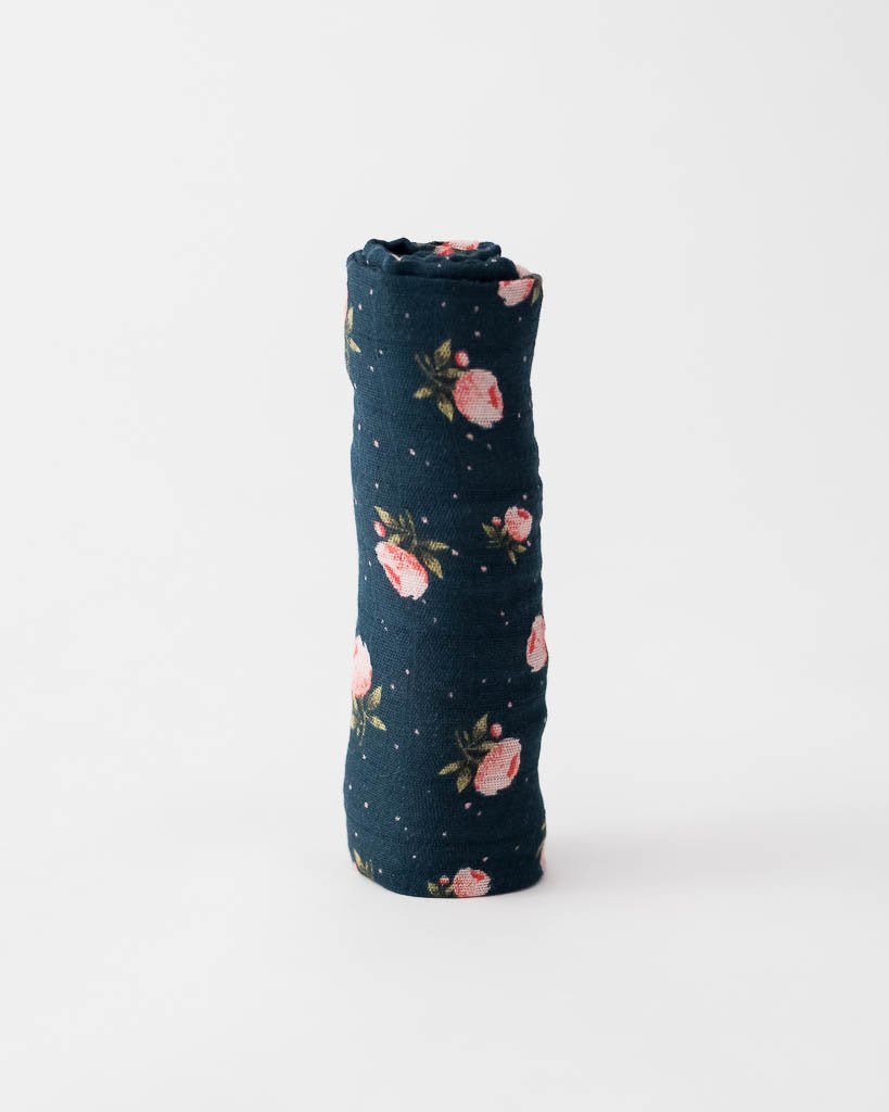 Little Unicorn - Cotton Muslin Baby Swaddle - Midnight Rose