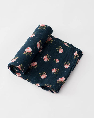 Little Unicorn - Cotton Muslin Baby Swaddle - Midnight Rose