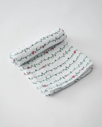 Little Unicorn - Cotton Muslin Baby Swaddle - Rose Vine