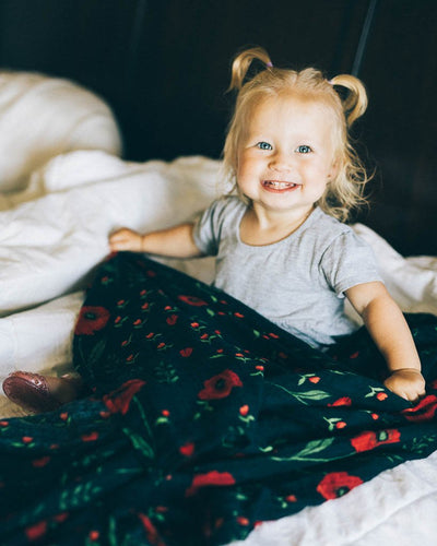 Little Unicorn - Cotton Muslin Baby Swaddle - Dark Summer Poppy