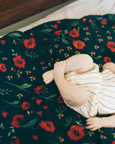 Little Unicorn - Cotton Muslin Baby Swaddle - Dark Summer Poppy