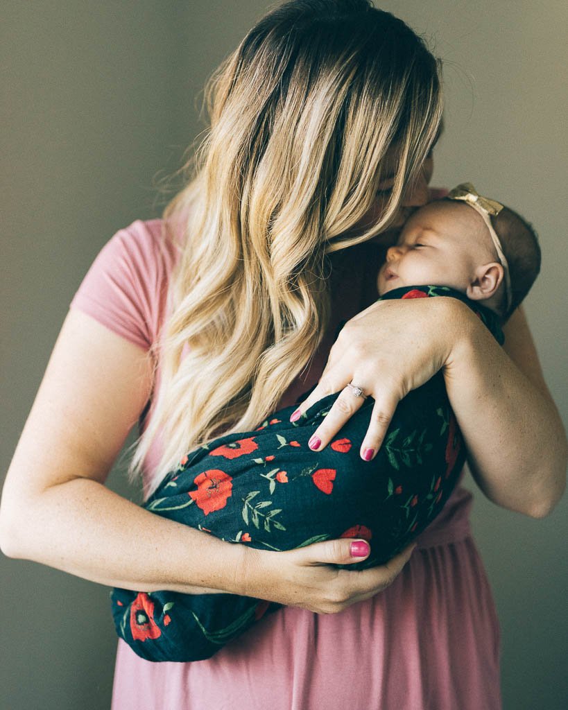 Little Unicorn - Cotton Muslin Baby Swaddle - Dark Summer Poppy